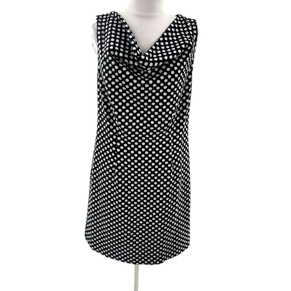 NWT Tyler Boe polka dot cowl neck dress black white sz M